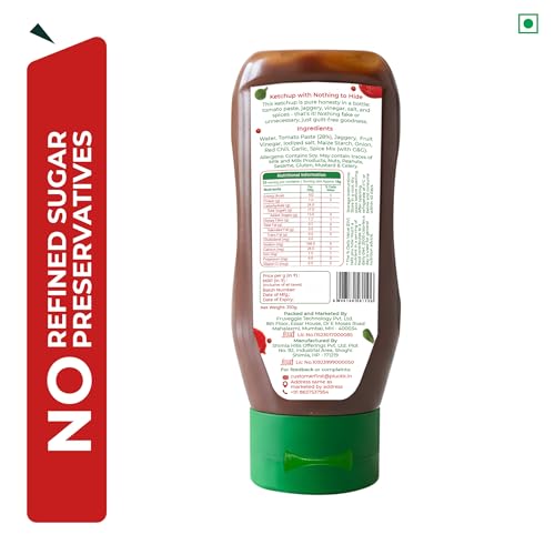 Image of Pluckk Tomato Ketchup - Pack of 2 (350g Each) | Sugar Free Ketchup | Sweet & Spicy made with jaggery | No Added Chemicals & Preservatives | 100% Real Taste | Tasty, Healthy & Ideal for All Age Groups