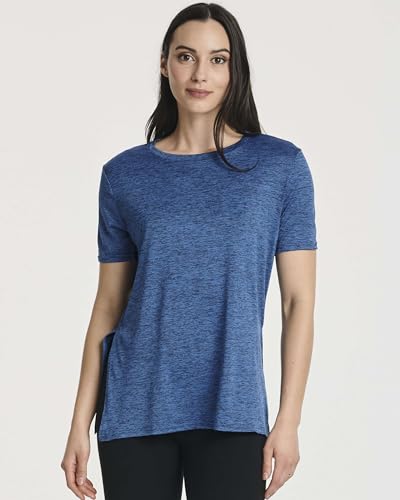 Real Essentials 5 Pack: Women's Short Sleeve Active Workout T-Shirts - Dry Fit Gym Tops with Split Hem (Plus Sizes)2