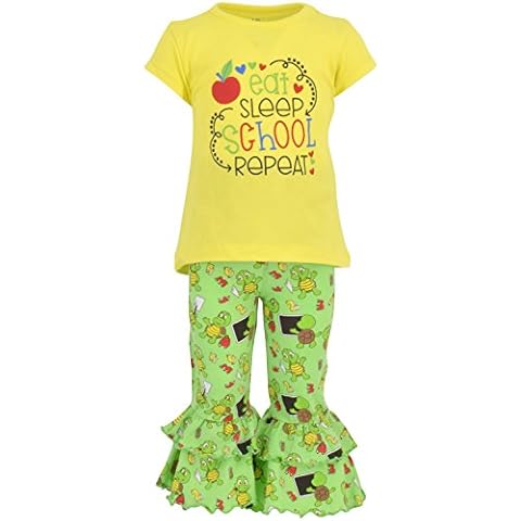 Unique Baby Girls Color Me Cute Back to Grade School Legging Set (5 Years, Color Me) Cover