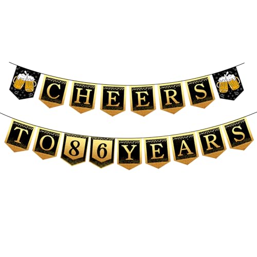 86th Happy Birthday Banner, 86 Year Old Birthday Decorations for Women or Men, Amazing Party Bunting Decoration, Hanging Decor for Grandpa or Grandma