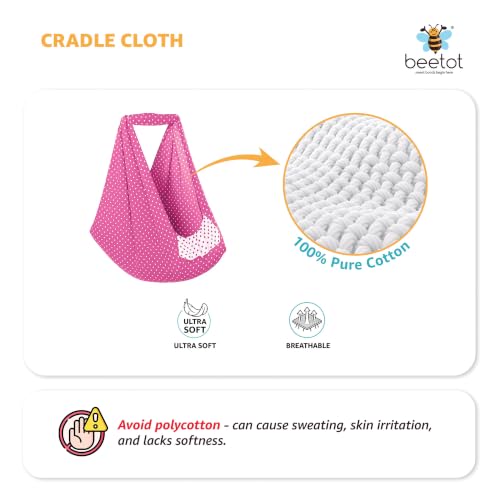 Image of Premium Swing Cradle Set | Cradle Cloth, Padded Bed, Mosquito Net, Heavy-Duty Spring & Triangle Hanger | Up to 15 kg | Dark Pink Dot