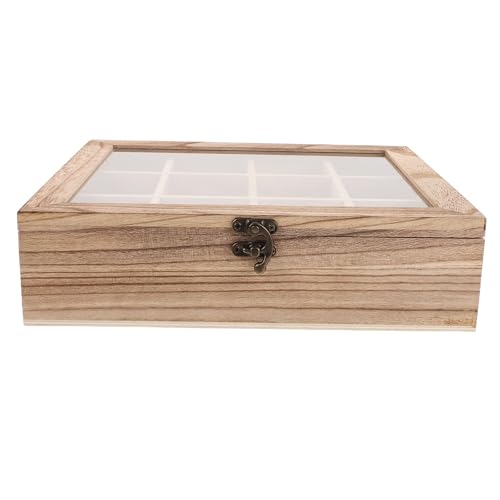 jojofuny Caja Organizadora de Madera Solución Versátil de Almacenamiento con 16 Compartimentos para Especímenes de Mineral y Cristales para Proyectos Científicos y Hogar