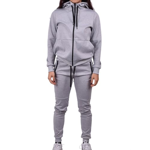 Riflessi Women's Athletic Sports Casual 2 Piece Solid Color Tracksuit Hoodie Jogger Pants Sweatsuit Set3
