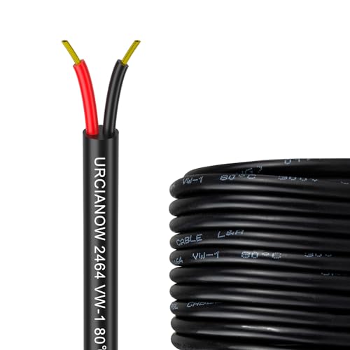 URCIANOW 20 Gauge 2 core 12v 2x0.5mm 20M Electrical Cable UL2464 Stranded PVC Cord Tinned Copper Wire for Automotive led lamp 5V/24V 5Amps
