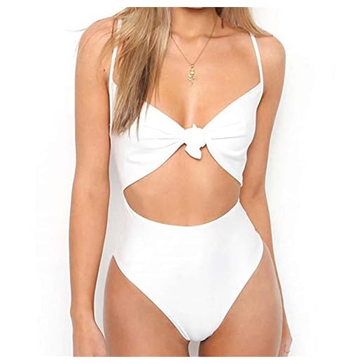 WTFYSYN Dam push-up baddräkt string bikinis, sexig rosett bikini, dam i ett stycke hög midja baddräkt-vit_L, retro magkontroll badkläder