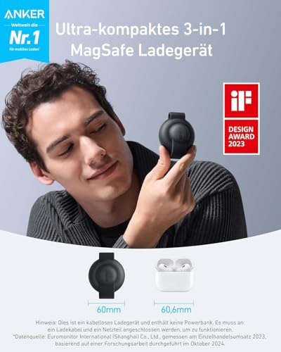 Anker MagGo 3-in-1 Wireless Charging Station Qi2 15W Fo...
