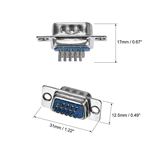 Uxcell Db15 15 Pin 3 Row Male Female Gender Computer Vga Cable Connectors Adapter #TOP1