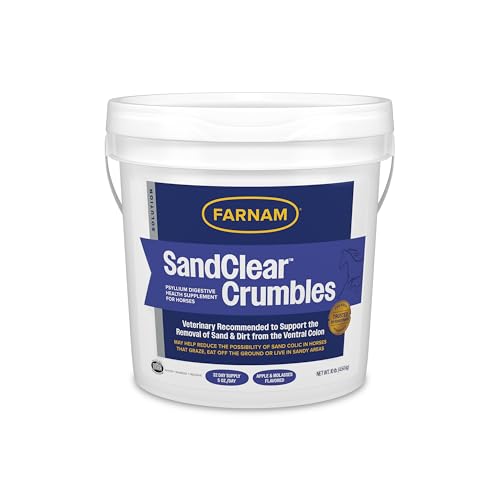 Farnam SandClear Psyllium Crumbles Supplement for Horses, Helps Remove Sand from Colon & Supports Digestive Health, Apple/Molasses Flavor, 10 lbs.
