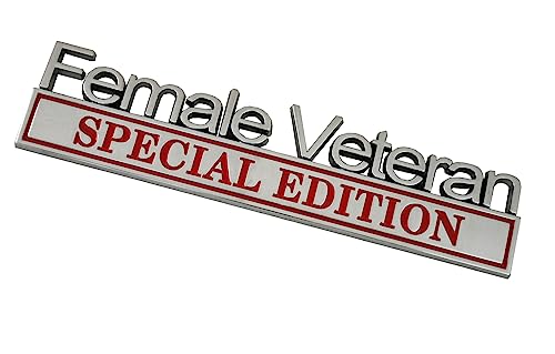 Image of Female Veteran Edition Special Emblem Car Decal, Warrior Soldier 3D Sticker, Female Veteran Special Edition Letters Car Badges, Accessories (Chrome /Red)