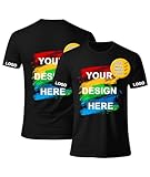 Maßgeschneiderte T-Shirts für Damen/Herren – Gestalten Sie Ihr eigenes Shirt – Text/Bild/Logo hinzufügen – Personalisiertes Baumwoll-T-Shirt – Druck auf Vorder-/Rückseite