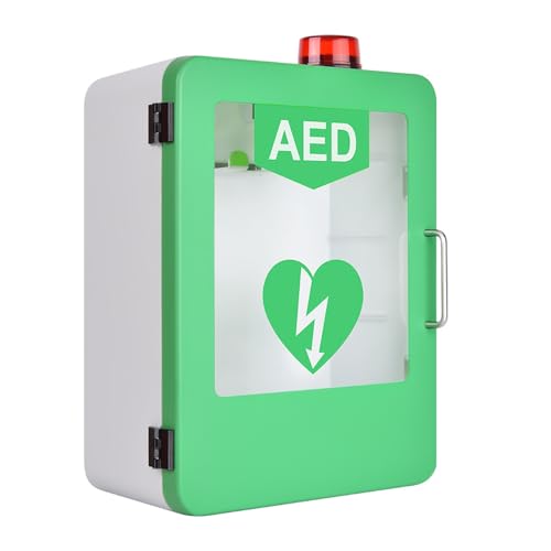 gabinete de almacenamiento del desfibrilador AED, Caja de alarma DEA de esquina redondeada for montaje en pared con asa de acero inoxidable, ventana de vidrio transparente y control de doble interrupt