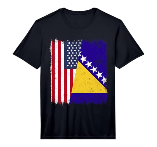 USA Bosnia and Herzegovina Half Flag America Bosnia Jersey Performance T-Shirt