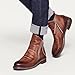 GEEZXWSL Men's Fashion Leather Chelsea Boots,Vintage Classic Pointed Toe High-Top Dual Side Zip Business Office Dress Short Boots (11.5,Brown)