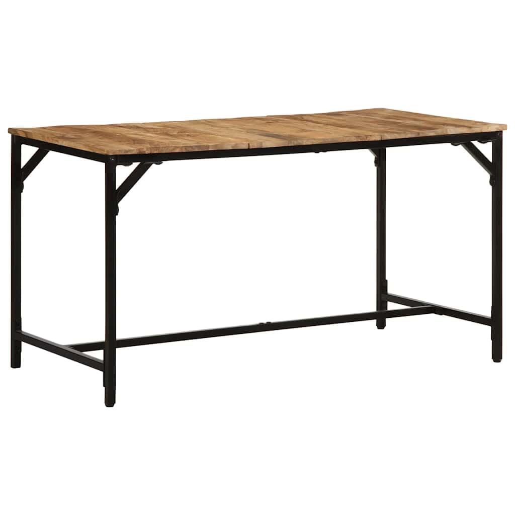 Table à manger en bois massif de mangue brut et fer, une création moderne et durable