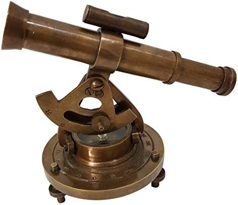 Antique Brass Nautical Alidade Telescope Compass Surveying Theodolite Marine Home/Office Table Decor Antique Survey Transit Telescope Instrument Compass