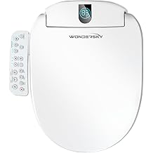 Round Bidet Toilet Seat, Smart Heated Toilet Seat with Warm Water and Dryer, Soft Close Bidet Seat with Adjustable Temperature, Stainless Steel Nozzle