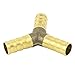 Uxcell a15042500ux0037 3/8" 3 Ways Y-Piece Brass Air Gas Hose Barb Connector Joiner Coupler