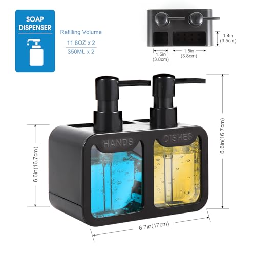 image for Eavida Kitchen Soap Dispenser Set, with Hand and Dish Soap, Sponge Cad