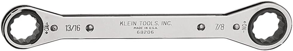Klein Tools 68205 Ratcheting Box Wrench, Made in USA, 11/16-Inch x 3/4-Inch with Reverse Ratcheting and Chrome Plated Finish