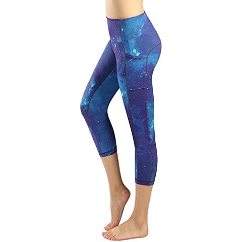 Sugar Pocket Womens Outdoor Fitness Tights Capri Running Yoga Pants L Cover