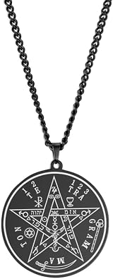 VASSAGO Tetragrammaton Necklace for Men Women Stainless Steel Name of God Pentagram Pendant Seal of Solomon Wicca Amulet Jewelry