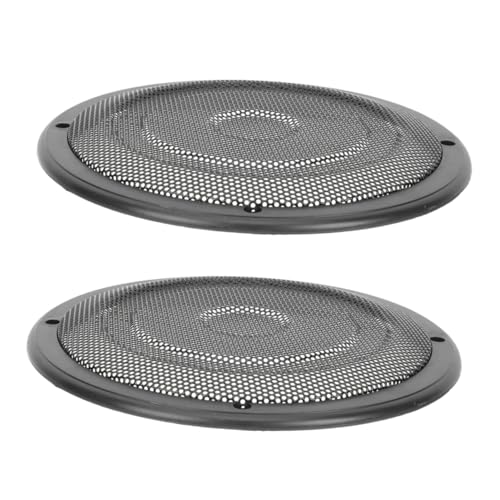 POPETPOP 2個 カーオーディオグリル サブウーファースピーカーグリル カースピーカーメッシュカバー プロテクターカバー サブウーファーグリル グリル Black 鉄