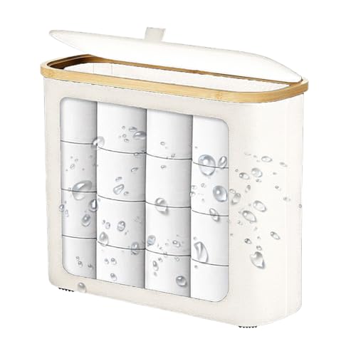 Puerta de papel higiénico - cesta de almacenamiento de 12 rollos, contenedor grande con tapa y organizador de baño resistente | Dispensador de espacio eficiente