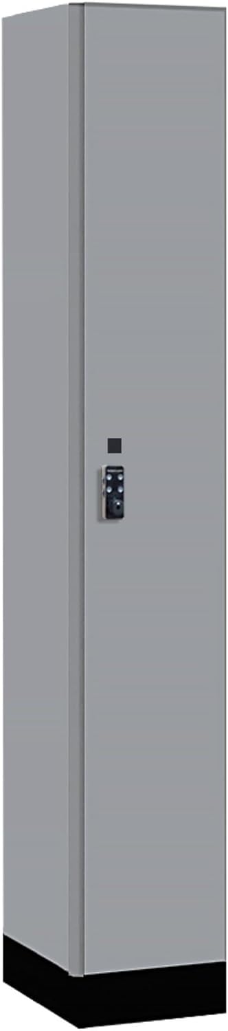 Salsbury Industries 12" Wide Wood Locker - Single Tier - 1 Wide - 6 Feet High - 18" Deep - Winter Fog - Resettable Combination Locks