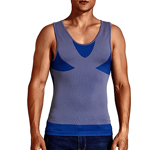 Terland Mens Running Vest Compression Shirt Sleeveless Sport Workout Vest Quick Dry Athletic Gym Muscle Tank Top Blue #TOP21