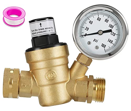 RV Water Pressure Regulator with Gauge (160psi)