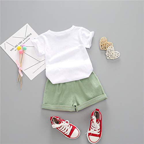 Younger Tree Toddler Baby Girls Clothes Watermelon T-Shirt + Linen Shorts With Belt Cute Summer Short Set (Green, 3-4 T) #TOP2