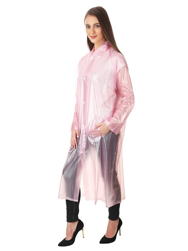 W+ Fancy Pink Women's Raincoat with Cap (Medium) 1