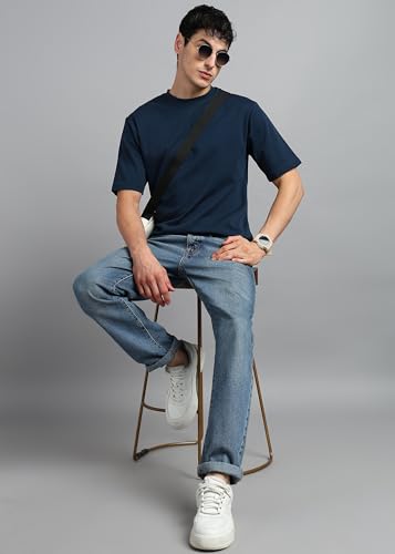 Image of Alan Jones Clothing Men's Oversized Solid T-Shirt | Premium Heavy Fabric | Crew Neck Casual Wear