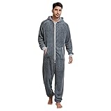 LUCKYMOONPJ Adult Onesie Pajamas for Men, Warm Plush Winter Hoodie Jumpsuit One Piece Nightwear...