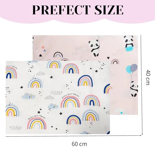 Kinder Kissenbezug 2 Stück, 100% Baumwolle Baby Kissenbezu, 40x60 cm Kissenbezug Weich Atmungsaktiv für Jungen Mädchen Bettwäsch Babykissen Bezug mit Umschlag