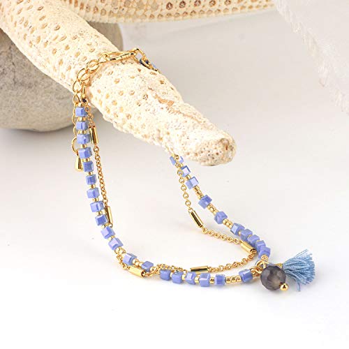 Image of KELITCH Women Crystal Lapis Beads Bracelet Tassels Charm Bracelet Handmade New Agate Bracelets