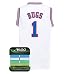 AFLGO Bug Space Jam Jersey Basketball Jersey Include Set Glow in The Dark Wristbands S-XXL White (White, M/48)