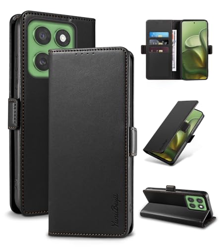 MOJIA Custodia Portafoglio In PU Per Motorola Edge 60 Pro - Cover A Libro Con Chiusura Magnetica, Slot Porta Carte E Supporto Per Videochiamate (Nero)