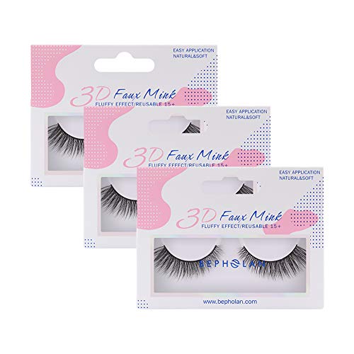 BEPHOLAN 3 Pairs False Eyelashes Synthetic Fiber Material| 3D Mink Lashes| Cat Eyes Look| Reusable| 100% Handmade & Cruelty-Free| XMZ23 (XMZ151, XMZ151)