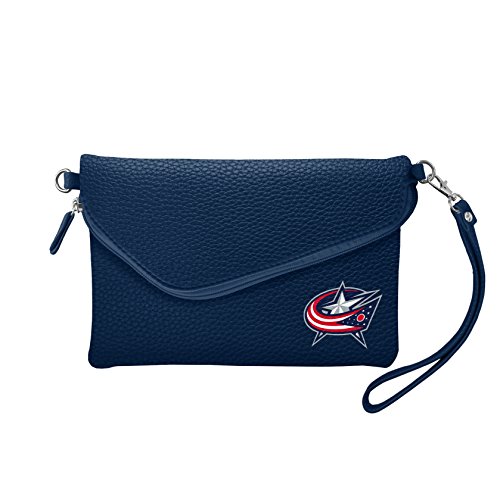 Littlearth NHL Columbus Blue Jackets Pebble Fold Over Purse, Team Color, 6”x 9" x 0.75”