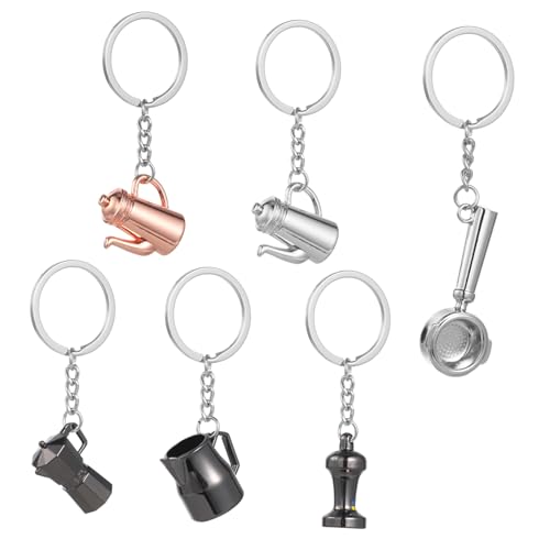 Ipetboom 6 Piezas Llaveros Serie Café Accesorios de Aleación de Zinc Colgantes para Bolso