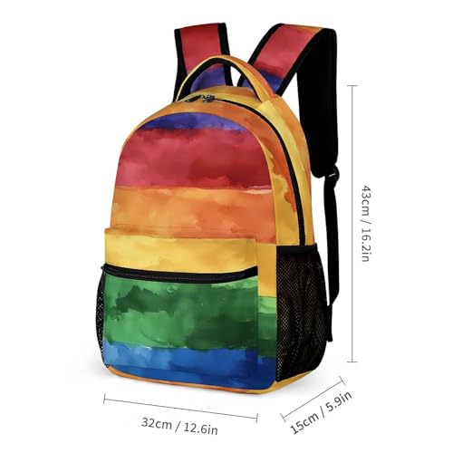Watercolor LGBT Rainbow Flag Travel Backpack Casual Daypack Shoulder Bag with Adjustable Shoulder Straps2