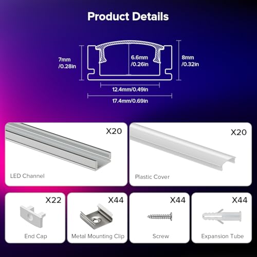 Tira de LED FCOB 8W/m 16.4FT Blanco cálido 3000K 8mm Ancho miniatura 6
