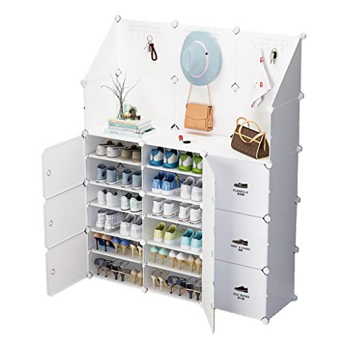 MYBA Schuhregal Schuhablage 6-stöckiges Schuhregal Platzsparende Schuhablage aus Kunststoff Schrankablage Manager Mit Garderobe Weißer Schuhschrank (Größe : L)