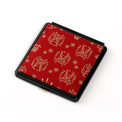 なまはげ館オリジナルデザイン印伝 両面ミラー(赤) 和柄