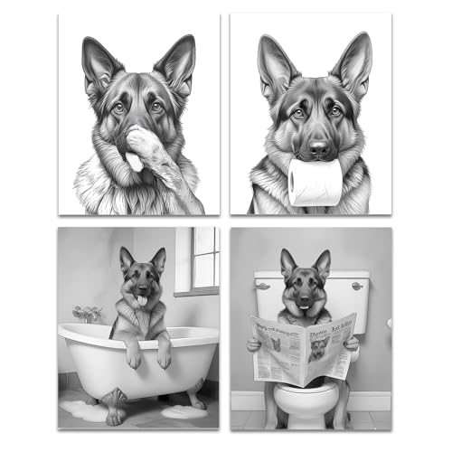 4 Stück WC Deko Poster Badezimmer Bilder, Badezimmer Deko Bild, 20x30cm