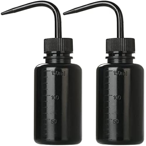 2-Pack Tattoo Wash Bottle 150ml | 5oz Water Squirt Bottle for Succulent Watering & Medical Use - Black