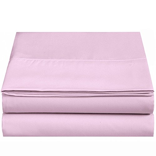 4U LIFE Flat Sheets-Ultra Soft & Comfortable Microfiber Twin Pink B01CXM1VK0