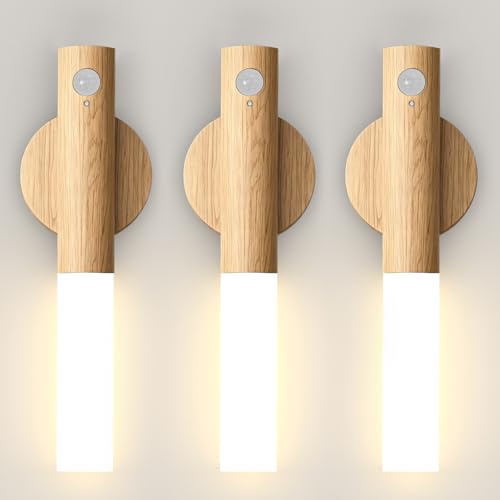 iThird Motion Sensor Wall Light Beech 3PCS Battery Operated Wall sconces