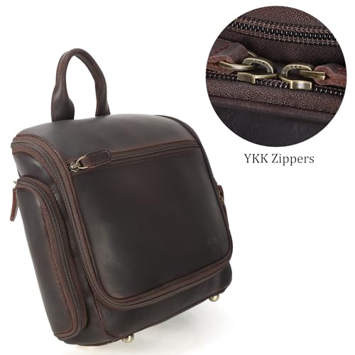 Polare Full Grain Leather Toiletry Bag Travel Hanging Organizer Case Shaving Kit Wash Bag Makeup Cosmetic Dopp Kit with YKK Zippers4